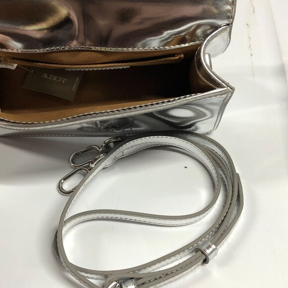 J. Crew Gracie Top Metallic Silver Handbag With Top Handle - Picture 6 of 7